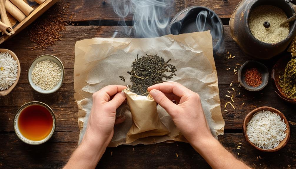 preparing tea for smoking