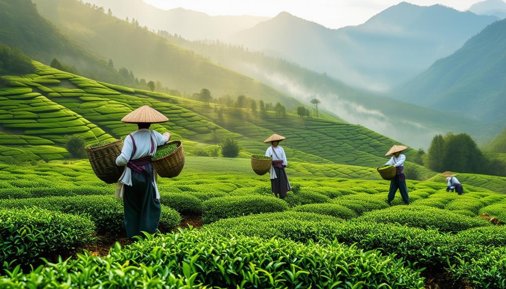 traditional tea leaves harvested