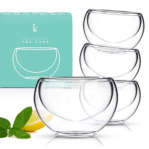 Modern Double Wall Glass Insulated Teacups
