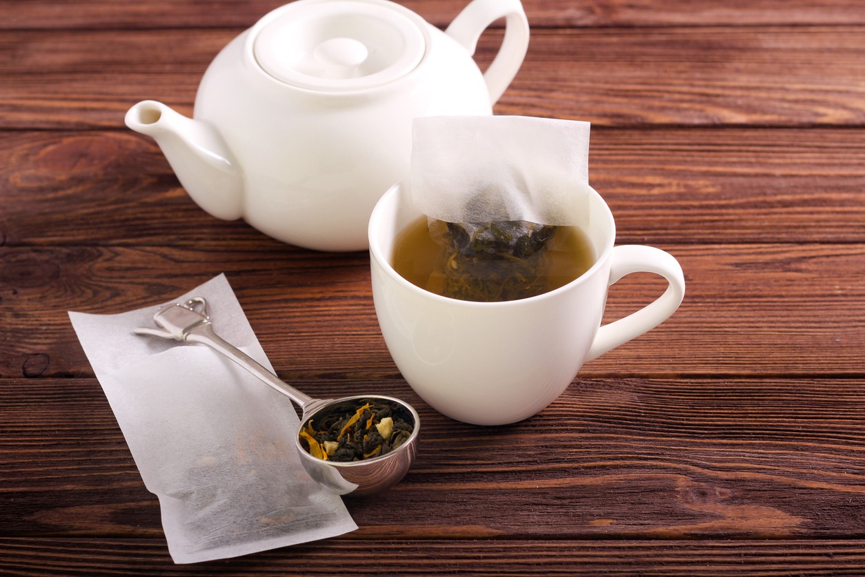 Homemade tea mix in tea bags,