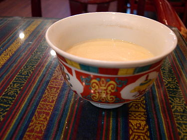 Butter tea in a bowl